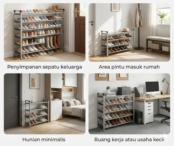 kegunaan rak sepatu alumunium